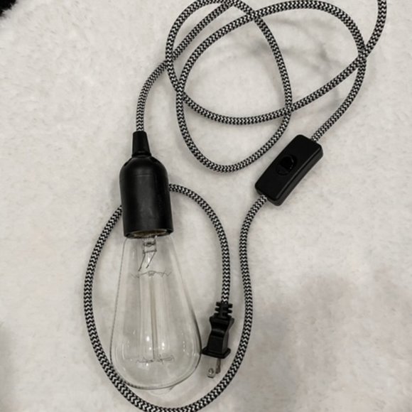 Unknown Other - NIB Fabric Cord Pendant Light - Plug In - B&W